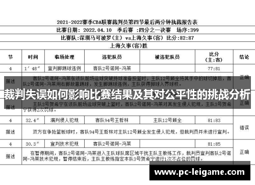 裁判失误如何影响比赛结果及其对公平性的挑战分析